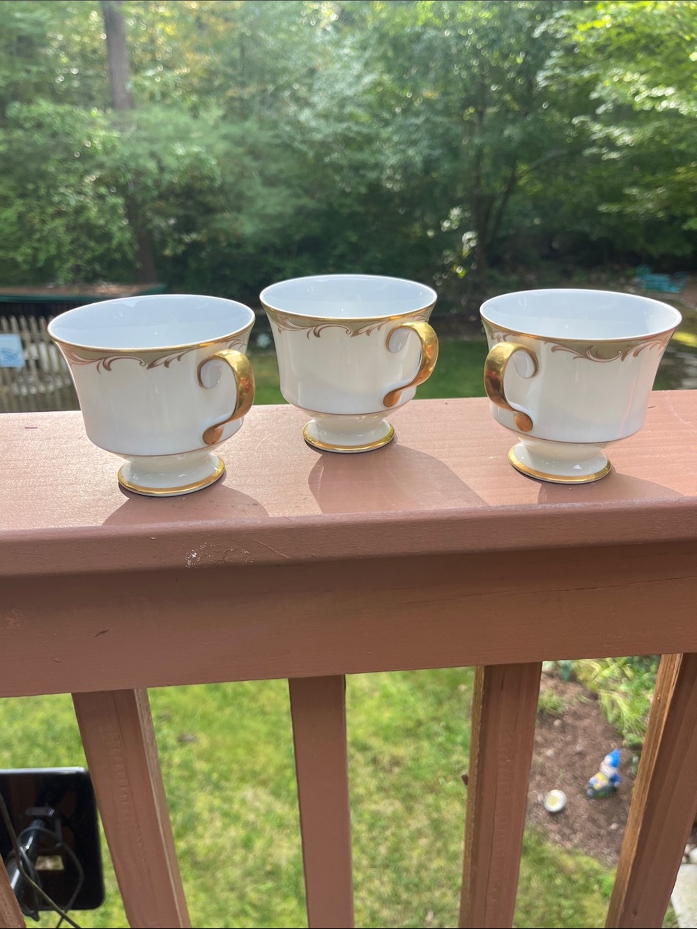 Sango White and Gold Porcelain Cups - Set of 3